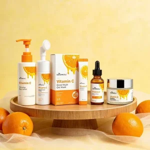 Natural 5pcs Skin Care Products Set Cleanser Serum Cream Body Lotion Whitening Vitamin C Skin Care Set