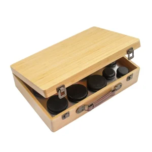 Natural Basalt Stones Heater Bamboo Box for Therapy Relaxing Pain Relief Promote Sleep Feel Relaxed