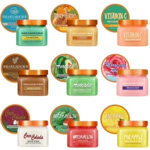 Natural Body Scrub with Hydrating Shea Butter Gentle Exfoliating Bath Salt Watermelon Turmeric for Face Body Whitening