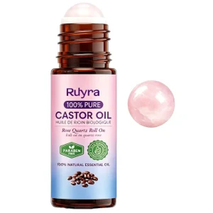 Natural Cold Pressed Pure Essential Oil with Frankincense and Rose Quartz Roller for Massage and Sleep