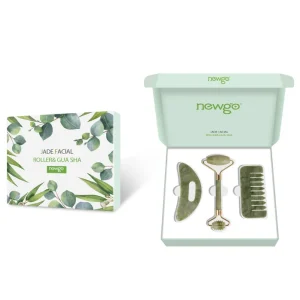 Natural Green Jade Roller & Gua Sha Set Facial Body Massage Stone Kit for Skin Care