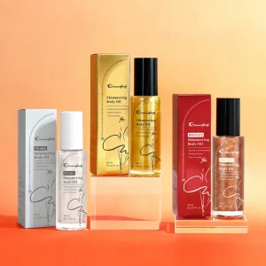Natural Mica Shimmer Body Oil Jojoba Oil Moisturizing Skin Glow Brightening Shiny Radiance Bronzing Face and Body Shimmering Oil