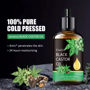 Natural Organic Black Castor Oil Body Massage Carrier Oil Skin Moisturizing Scalp Treatment Hair Oil