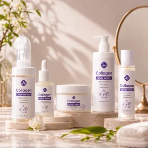 Natural Organic Collagen Vitamin C Serum Whitening Body Lotion Anti Aging Wrinkles Face Eye Cream SkinCare Set