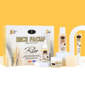 Natural Rice Skin Care Set Women Skin Brightening Moisturizing Face Cream Serum Cleansing Body Soap Skincare Set for Dark Skin