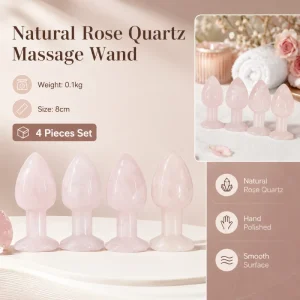 Natural Rose Quartz Body Massage Wand Smooth Hand Polished Pink Crystal Tool with Comfortable Grip