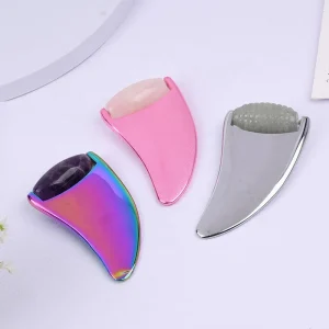 New Arrival Logo Custom Tool Face 100% Natural Jade Stone Steel Metal Gua Sha
