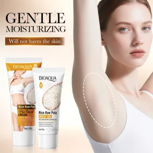 New BIOAQUA Rice Puree Hair Removal Cream 2 Piece Painless Clean Skin Barrier Restore & Vitality Moisturizing Soothing