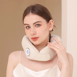 New Design Health Care Relief Shiatsu Kneading Electric Type C Neck Massager Red Light Warm Heater Neck Massage Pillow Massager