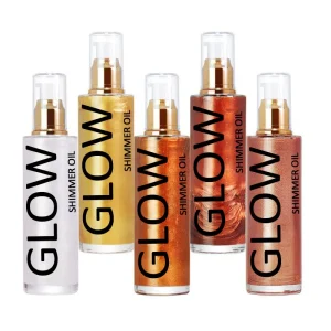 New Luxury Glitter Shimmering Body Oils Custom logo Face Vegan Liquid Highlighter Makeup Body Glow Shimmer Oil