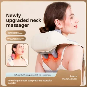 New Model Trapezoid Cervical Shoulder Neck Massager Heat Therapy Vibration Adjustable Timing Control for Home Use Stock