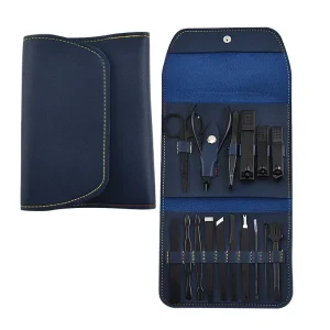 New Professional Personal Care Tool Manicure Set Blue 16 Pcs for Home