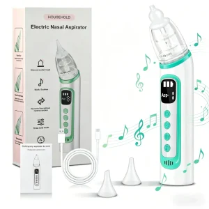 Newborn Electric Nasal Aspirator with Music & Light Silicone Nose Cleaner Safe Automatic Booger Removal for Baby Care