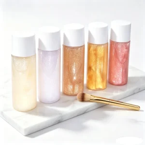 No Moq Private Label High Quality Face and Body Oil Moisturizing Perfume Light Pink Glow Liquid Highlighter Body Shimmer Oil