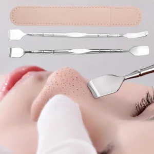 Nose Pore Vacuum Blackhead Remover Cleaner Tool Stainless Steel Double Headed Blackhead Spatua Facial Pimple Comedone Extractor