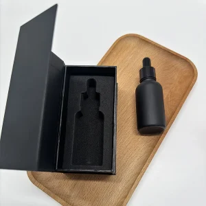 OEM 15ml 20ml 30ml 50ml 100ml Beard Hair Essential Oil Serum Matte Black Glass Dropper Bottle with Paper Box