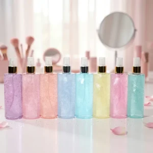 OEM 250ml Custom Shimmer Body Spray with Fine Pearlescent Glitter Hydrating Moisturizing Formula Glitter Spray