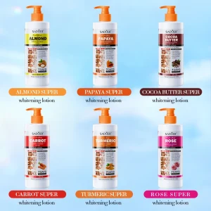 OEM 500ml Skin Care Herbal Plant Ingredient Rose Carrot Turmeric Almond Moisturizing Hydrating Brightening Body Lotion