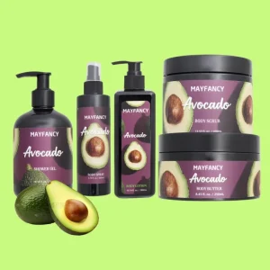 OEM Avocado Body Care Set Deep Nourishing Body Butter & Mist Repairing Dry Skin Organic Anti Aging Body Lotion Kit 5 Piece