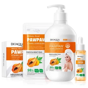 OEM BIOAQUA Papaya Vitamin C Brightening Beauty Products Korea Hyaluronic Whitening Clean Body Face Skin Care Set