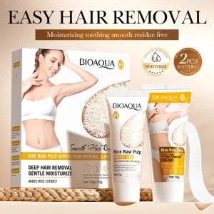 OEM BIOAQUA Smoothing Hair Removal Cream Set with Rice Extract for Skin Brightening and Long Lasting Hydration 2pcs