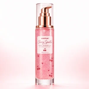 OEM Cherry Sparkle Lightening Body Shimmer Oil Sweet Almond Vanilla Pink Mica Bronzer Vitamin E All Skin 50ml Private