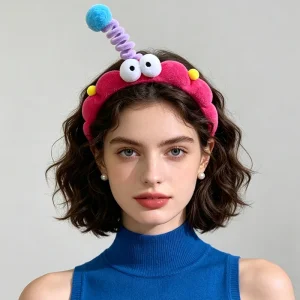 OEM Customize Sweet Cartoon Big Eye Plush Headband High Cranial Top Face Wash Hair Hoop Makeup Tools Hair Accessories Hairband