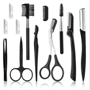 OEM Dermaplaning Tool Set Facial Trimmer Shaver Tweezers Eyebrow Razor Brush Scissors Eyebrow Grooming Razors