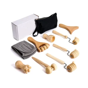 OEM Mini Natural Wood Tools Massager Face and Neck Lifting Massager Face Massager Kit