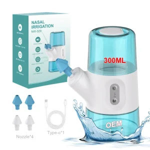 OEM ODM Automatic Nose Cleaner Nose Irrigation with Double 300ml 2 Modes IPX7 Nasal Washing Electric Nasal Irrigator
