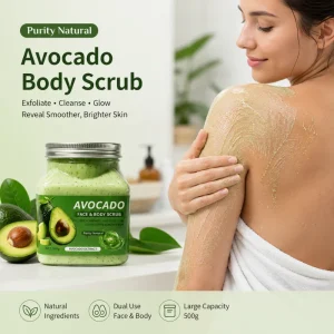 OEM ODM Avocado Scrub Vitamin Fruit Organic Pure Natrual Skincare Moisturize Dead Skin Removal Exfoliating Body Scrub