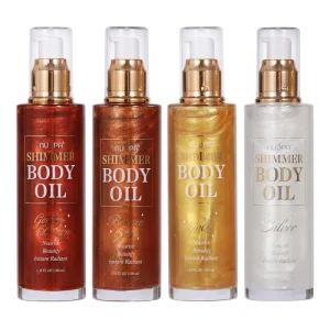 OEM ODM Customized Women Shimmer Body Oil Nourish Skin Sexy Body Glitter Oil Instant Glow Body Shimmer Oil