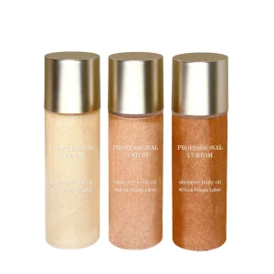 OEM ODM Eco friendly Liquid Mineral Body Glitter Luxury Vegan Long Last Body Shimmer Oil with Spf Private Label Huile De Parfum