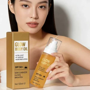 OEM ODM Glow Natural Organic Shimmer Glitter Body Oil Private Label Rose Gold Shimmering Body Oil Spray
