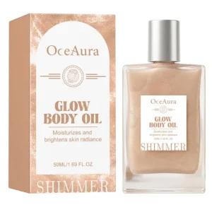 OEM ODM Glow Oil Skin Body Silky Shimmer Essential Oil Moisturizing Lustrous Body Massage Oil Luxury Glass Body Oil Bottle