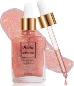 OEM Private Label Face Body Glitter Drop Glitter Body Shimmer Tanning Oil Hydrating Glitter Liquid Highlighter Makeup Body Oil