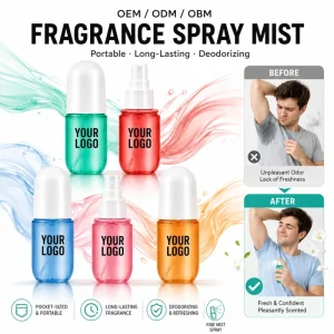 OEM Private Label Summer Fresh Long Lasting Portable Deodorizing Custom Logo Low MOQ Body Mist Fragrance Spray