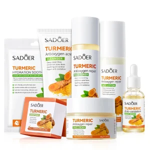 OEM Private Label Turmeric Essence Skin Care Whitening Face Serum Moisturizing Skin Repairing Beauty Skin Care Set