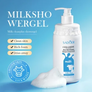 OEM SADOER Organic Goat Milk Shower Gel Body Cleansing Moisturizing Smooth Brightening Herbal Perfumed Bath Lotion