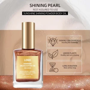OEM Whitening Glitter Moisturizer with Light Shimmer Lotion Glow Non-Sticky Brightening Skin Oil 100ml Summer Body Oil