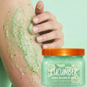 Organic Body Scrub Private Label FDA Certified Acne Control Cucumber Scented Hydrating Whitening Exfoliating Sugar Body Scrub