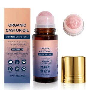 Organic Castor Oil Roll On for Belly Face Body Skin Hair Pure Hexane Free Cold Pressed Castor Oil Roller Easy Application