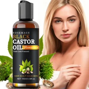 Organic Jamaican Castor Oil 100% Pure and Natural Cold Pressed Carrier Oil for Hair Growth and Body Care Skin Moisturizer