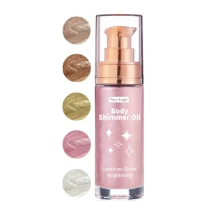 Organic Nourishing Lightening Liquid Highlighter Bronze Golden Glow Glitter Body Shimmer Coconut Massage Oil
