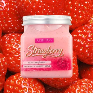 Organic Pineapple Strawberry Body Scrub for Women All Skin Types Refresh Scent Hydrating Cleansing Nourishes Soothes