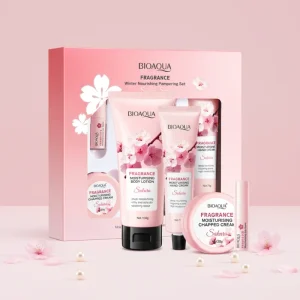 Organic Rejuvenating Long Lasting Fragrance Moisturizing Body Care 4 Pieces Gift Set Sakura Hand Cream Body Lotion Skin Care Set