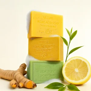 Organic Turmeric Lemon Soap Tea Tree Anti Acne Whitening Handmade Face Bath Body Natural Scrub Solid Bar