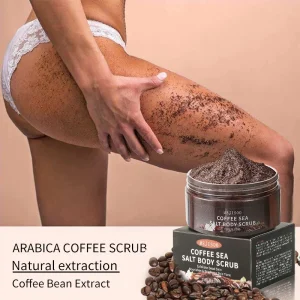 Organic Vegan Anti Cellulite Coffee Bean Extract Sea Salt Body Scrub Exfoliating Moisturizing Scrub for Smooth Skin