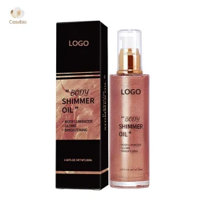 Organic Vegan Liquid Highlighter Shimmer Body Oil with Glitter Tanning Glow