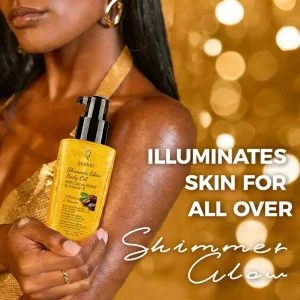 Organic Vegan Nourishing Shimmering Liquid Body Highlighter Bronzer with Glitter and Body Skin Glow Oil